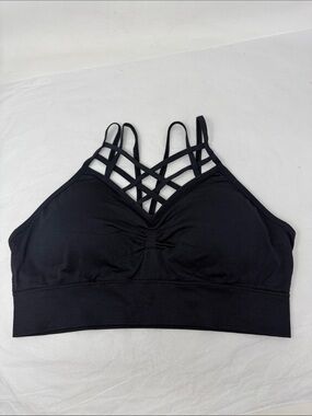 ITZON Activewear wire-free strappy lattice bralette comfy sports bra yoga gym